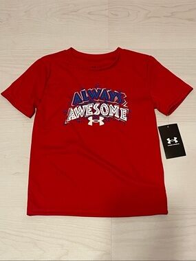 Under Armour Red Graphic "Always Awesome" Short Sleeve Tee - Kids